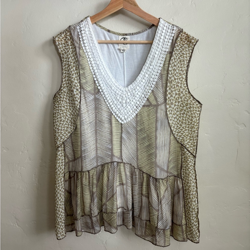 Anthropologie One September Blouse with Crochet Detail, Size Small